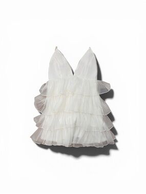 Lulu's White Ruffle-Edge V-Neck Tank Dress